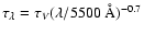 $\tau_\lambda=\tau_V(\lambda/5500~{\rm\AA})^{-0.7}$