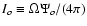 $I_o\equiv \Omega \Psi _o/(4\pi )$