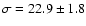 $\sigma=22.9\pm1.8$