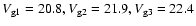 $V_{\rm g1}=20.8, V_{\rm g2}=21.9, V_{\rm g3}=22.4$