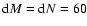 ${\rm d}M={\rm d}N=60$