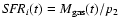 $\textit {SFR}_i(t)=M_{{\rm gas}}(t)/{p_2}$