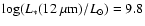 $\log(L_*(12~\mu{\rm m})/L_\odot)=9.8$