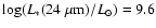 $\log(L_*(24~\mu{\rm m})/L_\odot)=9.6$