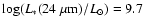 $\log(L_*(24~\mu{\rm m})/L_\odot)=9.7$