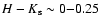 $H-K_{\rm s}\sim0{-}0.25$