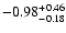$ -0.98_{- 0.18}^{\rm + 0.46}$