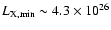 $L_{\rm X,min} \sim 4.3\times 10^{26}$