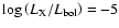 $\log\left(L_{\rm X}/L_{\rm bol}\right) = -5$