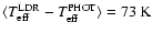 $\langle T_{\rm eff}^{\rm LDR}-T_{\rm eff}^{\rm PHOT}\rangle =73~{\rm K}$