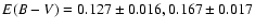 $E(B-V)=0.127\pm0.016, 0.167\pm0.017$