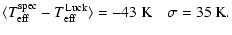 $\displaystyle \langle T_{{\rm eff}}^{\rm spec} - T_{{\rm eff}}^{\rm Luck} \rangle = -43~{\rm K} \quad \sigma=35~{\rm K}.$