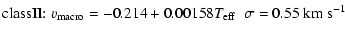 $\displaystyle {\rm class II{:}}\; \varv_{\rm macro} = -0.214 + 0.00158 {T}_{{\rm eff}} \;\; \sigma = 0.55~{\rm km~s}^{-1}$
