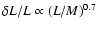 $\delta L/L \propto (L/M)^{0.7}$