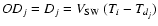 $OD_j = D_j = V_{\rm SW}~ (T_i - T_{d_j})$
