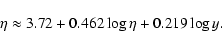 \begin{displaymath}\eta\approx 3.72+0.462\log \eta +0.219\log y.
\end{displaymath}