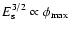 $E_{\rm s}^{3/2} \propto \phi_{\max}$