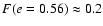 $F(e=0.56)\approx 0.2$