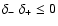 $\delta_- ~ \delta_+ \leq 0$