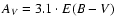 $A_V = 3.1 \cdot
E(B-V)$