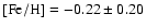 $\rm [Fe/H] = -0.22\pm0.20$