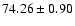 $ 74.26\pm0.90$