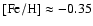 $\rm [Fe/H] \approx -0.35$