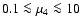 $0.1 \la \mu_4 \la 10$