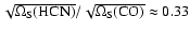 $\sqrt{\Omega_{\rm S}(\rm HCN)}/\sqrt{\Omega_{\rm S}(\rm CO)}\approx0.33$