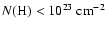 $N(\rm H)<10^{23}~\rm {cm^{-2}}$