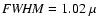 ${\it FWHM}=1.02~\mu$