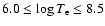$6.0 \leq \log T_{\rm e} \leq 8.5$