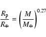 \begin{displaymath}\frac{R_{\rm p}}{R_{\oplus}}= \left(\frac{M}{M_{\oplus}}\right)^{0.27}
\end{displaymath}