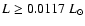 $L\ge 0.0117~L_\odot$