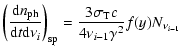 $\displaystyle %
\left({{\rm d}n_{\rm ph}\over{\rm d}t{\rm d}\nu_i}\right)_{\rm sp}={3\sigma_{\rm T}c\over4\nu_{i-1}\gamma^2}f(y) N_{\nu_{i-1}}$