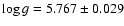 $\log{g}=5.767 \pm 0.029$