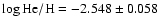 $\log{\rm He/H} = -2.548 \pm 0.058$