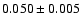 $0.050\pm0.005$