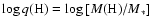 $\log{q(\rm H)}=\log{[M(\rm H)/{\it M}_{\ast}]}$