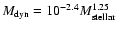 $M_{\rm dyn}=10^{-2.4}M_{\rm stellar}^{1.25}$