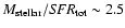 $M_{\rm stellar}/{\it SFR}_{\rm tot}\sim 2.5$