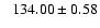 $\phantom{-}134.00 \pm 0.58$
