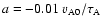 $a=-0.01~v_{\rm A0}/\tau_{\rm A}$