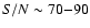 $S/N\sim
70{-}90$