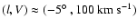$(l,V)\approx(-5\hbox{$^\circ$ },100~{\rm km~s}^{-1})$