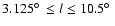 $3.125\hbox{$^\circ$ }\leq l\leq 10.5\hbox{$^\circ$ }$