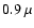 $0.9~\mu$