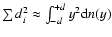 $\sum
d_i^2\approx \int_{-d}^{+d} y^2{\rm d}n(y)$
