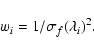 \begin{displaymath}w_i = 1/\sigma_f(\lambda_i)^2.
\end{displaymath}
