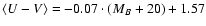 $\langle U-V\rangle =-0.07 \cdot (M_B+20)+ 1.57$